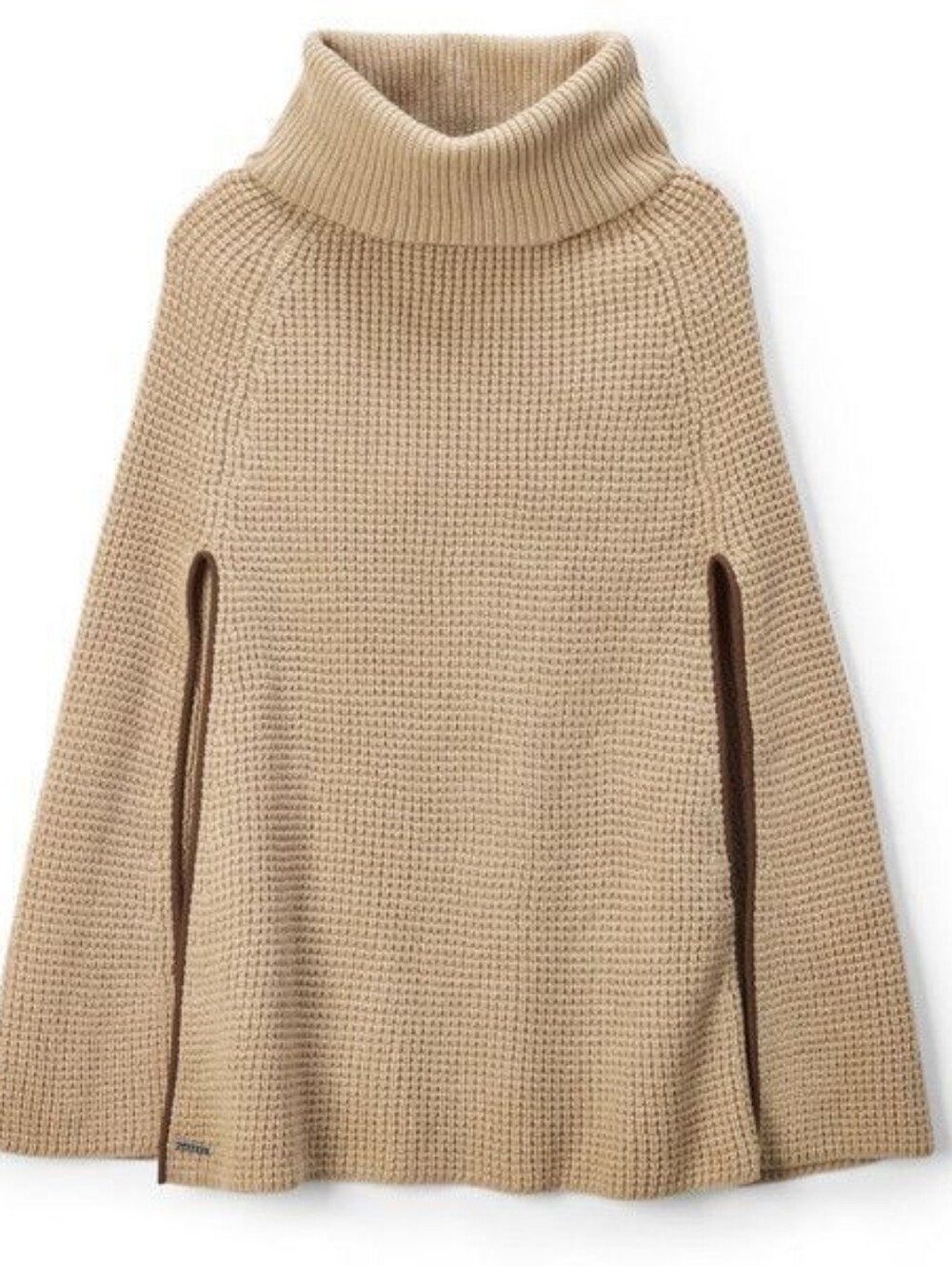 Ralph Lauren Beige Turtleneck Cape Sweater With Brown Trim